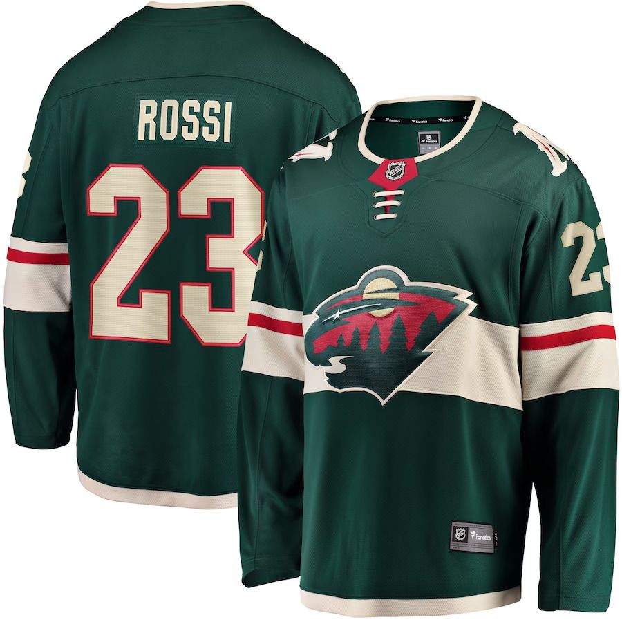 Men Minnesota Wild 23 Marco Rossi Fanatics Branded Green Home Breakaway Player NHL Jersey